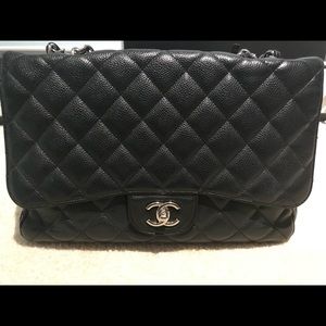 Chanel jumbo caviar leather single flap